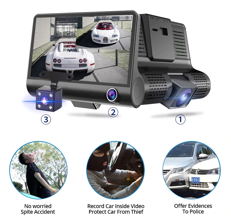 Auto Kamera – 3 Objektiva Za Snimanje 4.0 inch-a 4
